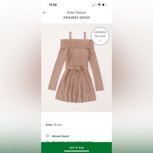 Abercrombie kids girls 7/8 off-the-shoulder ribbed belted sweater dress tan